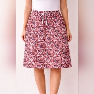 Outfit Fashion NKD Skirt 40 Linen Cotton Blend Red Baroque Boho Retro A-Line
